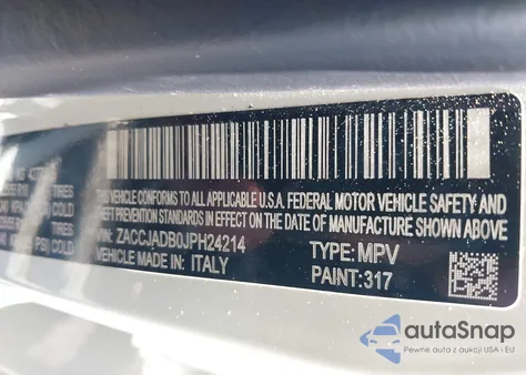 2018 Jeep Renegade Limited Fwd from USA, damaged, VIN ZACCJADB0JPH24214